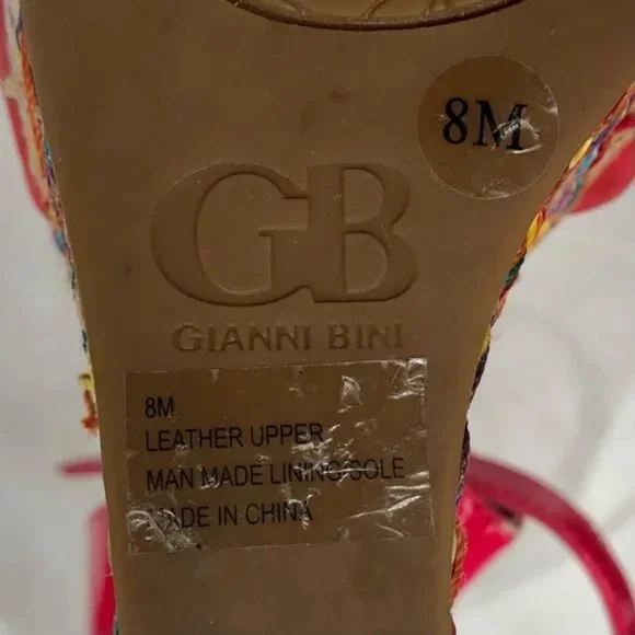 Gianni Bini Pink and Multicolor Braided Peep Toe Wedge - Picture 12 of 14